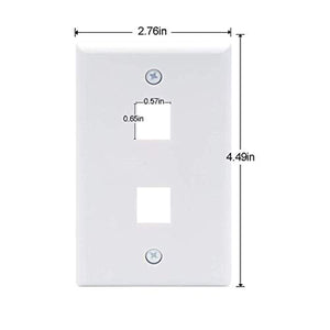 (UL Listed) VCE 2 Port Wall Plate Standard Size Decorator Wallplates Keystone Jack Modular Inserts - White 10-Pack