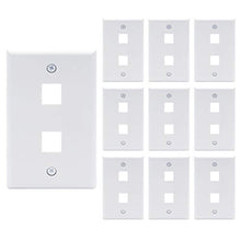 (UL Listed) VCE 2 Port Wall Plate Standard Size Decorator Wallplates Keystone Jack Modular Inserts - White 10-Pack