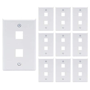(UL Listed) VCE 2 Port Wall Plate Standard Size Decorator Wallplates Keystone Jack Modular Inserts - White 10-Pack