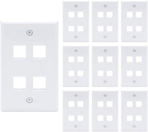 (UL Listed) VCE 2 Port Wall Plate Standard Size Decorator Wallplates Keystone Jack Modular Inserts - White 10-Pack