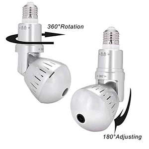 LED Light Bulb Camera Fisheye 2K 360° Panoramic View, WiFi Connection, Newest H.265