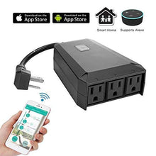 WeniChen IP44 Waterproof Outdoor Wifi Smart Extension Socket 3 Outlets Power Strip Support Voice Control, Timer Function by Smartphone APP, Compatible with Alexa