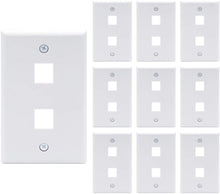(UL Listed) VCE 2 Port Wall Plate Standard Size Decorator Wallplates Keystone Jack Modular Inserts - White 10-Pack