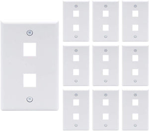 (UL Listed) VCE 2 Port Wall Plate Standard Size Decorator Wallplates Keystone Jack Modular Inserts - White 10-Pack