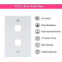 (UL Listed) VCE 2 Port Wall Plate Standard Size Decorator Wallplates Keystone Jack Modular Inserts - White 10-Pack