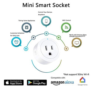 Amysen Smart Wi-Fi Plug（4-Pack）, Smart Outlet Mini Socket No Hub Required, Control Your Devices from Anywhere Works with Alexa and Google Assistant