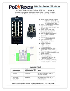 WT-GPOE-4-48v48w Gigabit Passive PoE 4 Port PowER