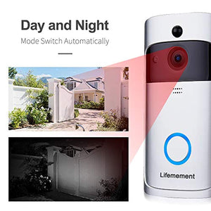 Wireless Doorbell WiFi Smart Video Doorbell 720P HD Smart Security Camera Doorbell With Realtime Push Alerts Watchdog Surveillance System Night Vision (Batteries Not Included)