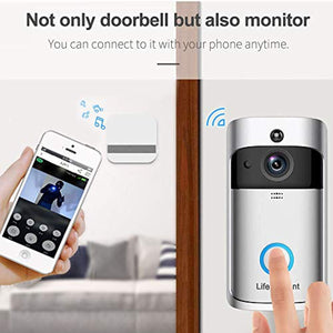 Wireless Doorbell WiFi Smart Video Doorbell 720P HD Smart Security Camera Doorbell With Realtime Push Alerts Watchdog Surveillance System Night Vision (Batteries Not Included)