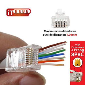 100 Pieces End Pass Through RJ45 Cat5 Cat5e