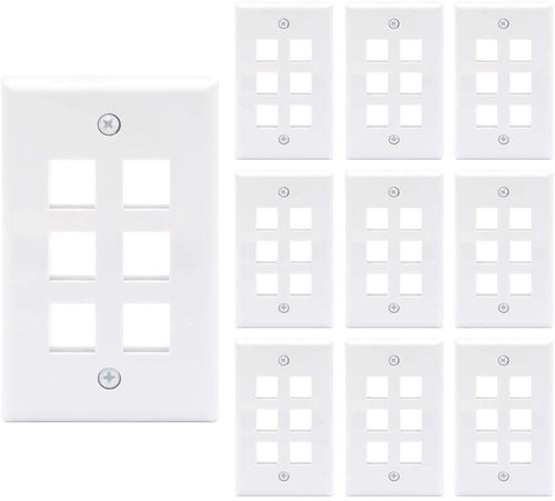 (UL Listed) VCE 2 Port Wall Plate Standard Size Decorator Wallplates Keystone Jack Modular Inserts - White 10-Pack