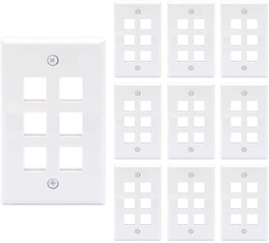 (UL Listed) VCE 2 Port Wall Plate Standard Size Decorator Wallplates Keystone Jack Modular Inserts - White 10-Pack