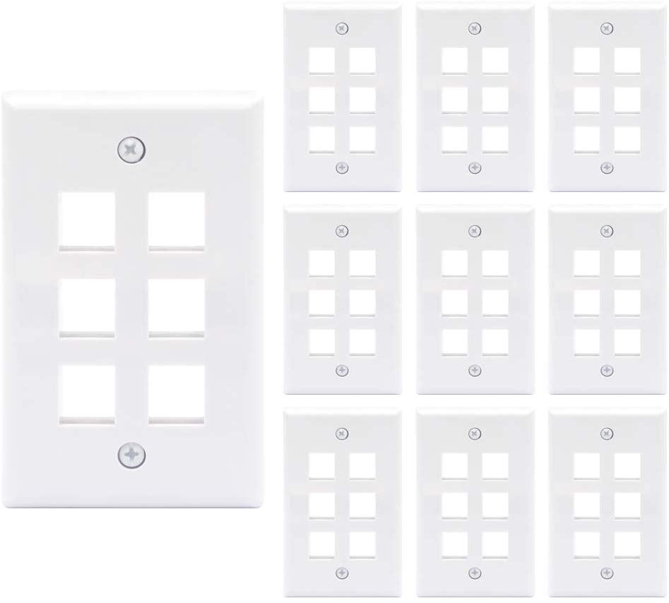(UL Listed) VCE 2 Port Wall Plate Standard Size Decorator Wallplates Keystone Jack Modular Inserts - White 10-Pack