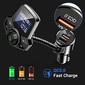 AINOPE Bluetooth FM Transmitter for Car, Upgrade V4.2 Car Radio Bluetooth Adapter