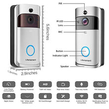 Wireless Doorbell WiFi Smart Video Doorbell 720P HD Smart Security Camera Doorbell With Realtime Push Alerts Watchdog Surveillance System Night Vision (Batteries Not Included)