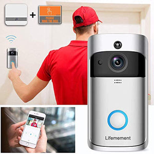 Wireless Doorbell WiFi Smart Video Doorbell 720P HD Smart Security Camera Doorbell With Realtime Push Alerts Watchdog Surveillance System Night Vision (Batteries Not Included)