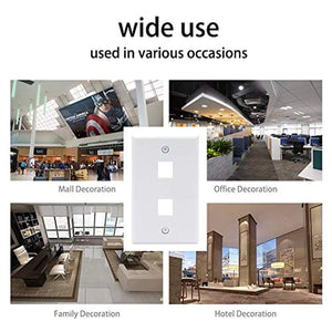 (UL Listed) VCE 2 Port Wall Plate Standard Size Decorator Wallplates Keystone Jack Modular Inserts - White 10-Pack