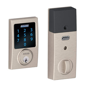 Schlage Z-Wave Connect Camelot Touchscreen Deadbolt with Built-In Alarm, Satin Nickel, BE469 CAM 619, Works with Alexa via SmartThings, Wink or Iris