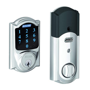 Schlage Z-Wave Connect Camelot Touchscreen Deadbolt with Built-In Alarm, Satin Nickel, BE469 CAM 619, Works with Alexa via SmartThings, Wink or Iris