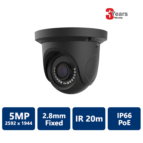 EYEONET 5MP IP IR Water-resistant Eyeball, 2.8mm fixed, Grey